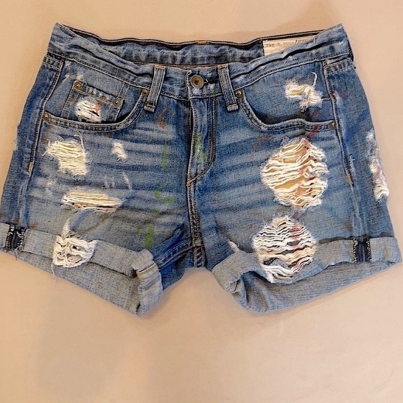 rag & bone | Shorts | Rag Bone Denim Destroyed Paint Splattered Shorts ...